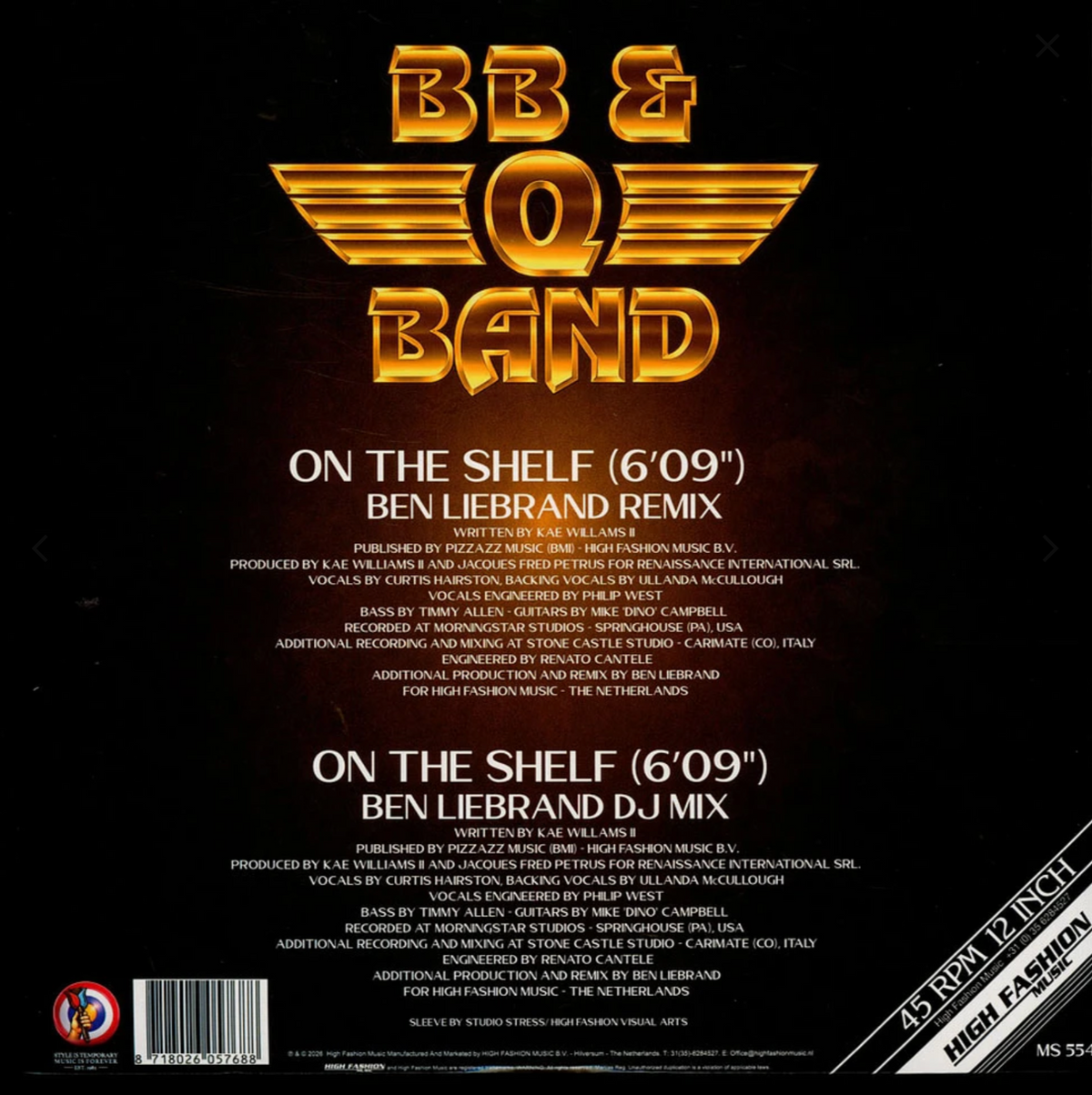 BB & Q Band - On the shelf | Ben Liebrand remix (12" Maxi Single)