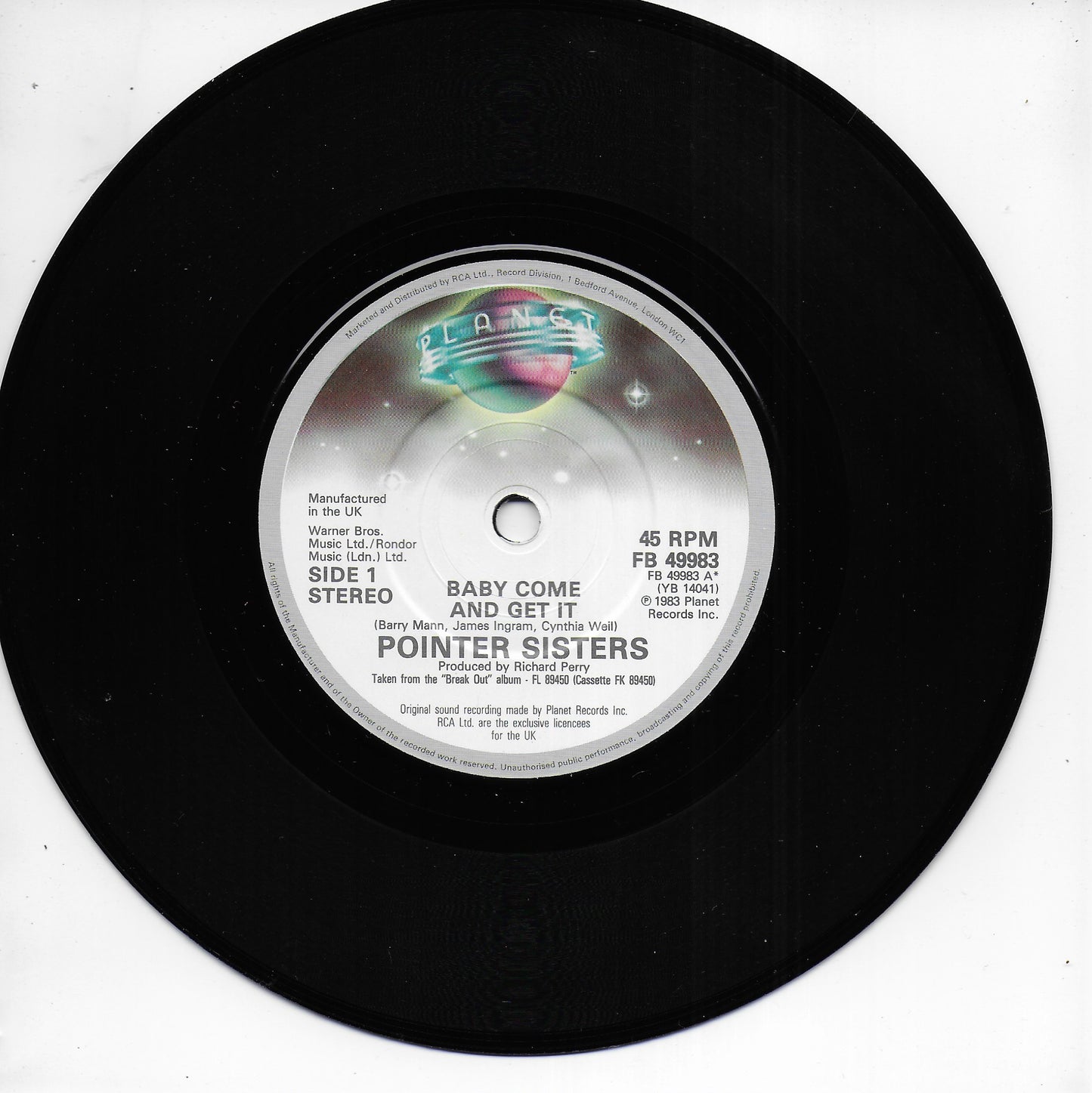 Pointer Sisters - Baby come and get it (Engelse uitgave)