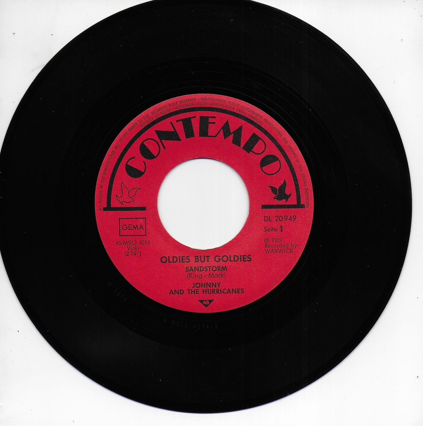 Johnny & The Hurricanes - Crossfire / Sandstorm (Duitse uitgave)