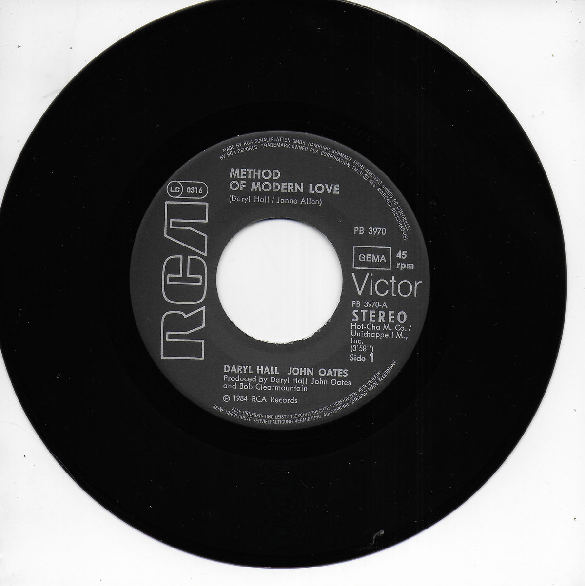 Daryl Hall & John Oates - Method of modern love (Duitse uitgave)