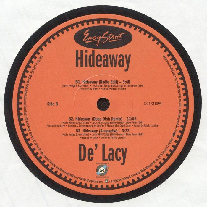 De'Lacy - Hideaway (12" Maxi Single)