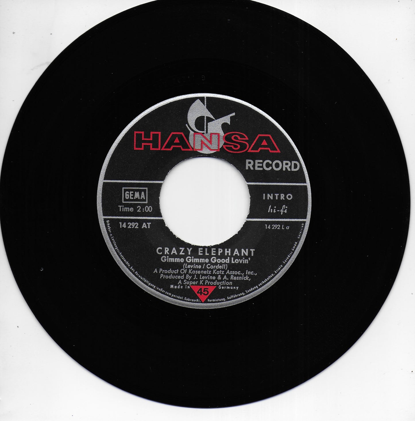 Crazy Elephant - Gimme gimme good lovin' (Duitse uitgave)