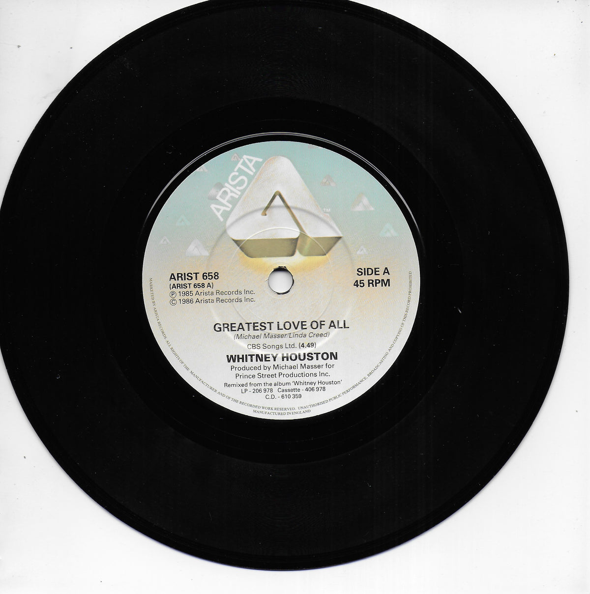 Whitney Houston - Greatest love of all (Engelse uitgave)