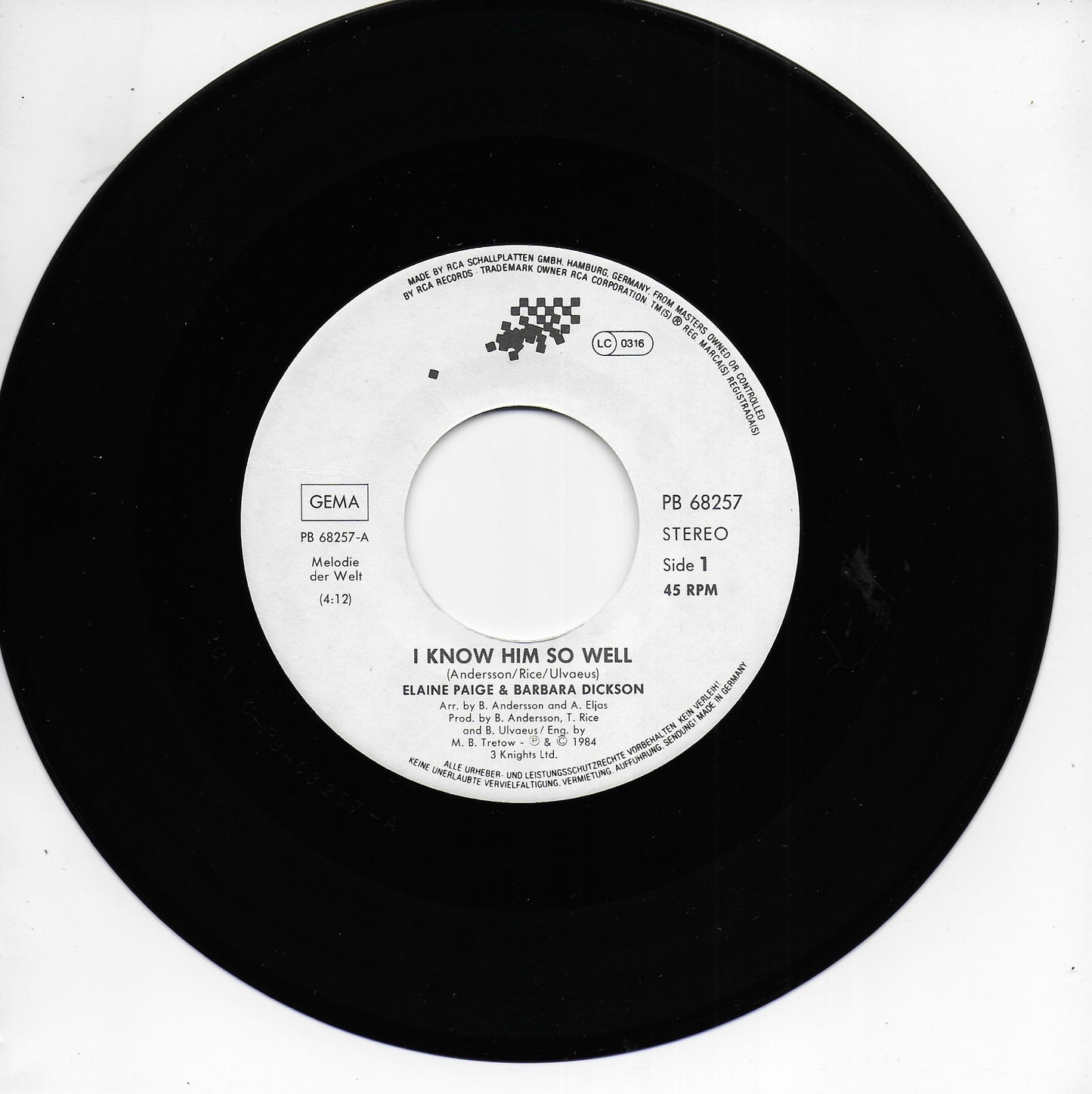 Elaine Paige and Barbara Dickson - I know him so well (Duitse uitgave)