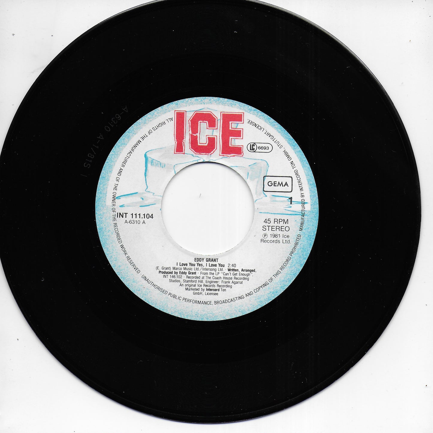 Eddy Grant - I love you yes, I love you (Duitse uitgave)
