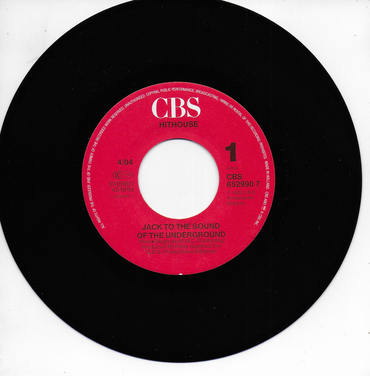 Hithouse - Jack to the sound of the underground (Europese uitgave)