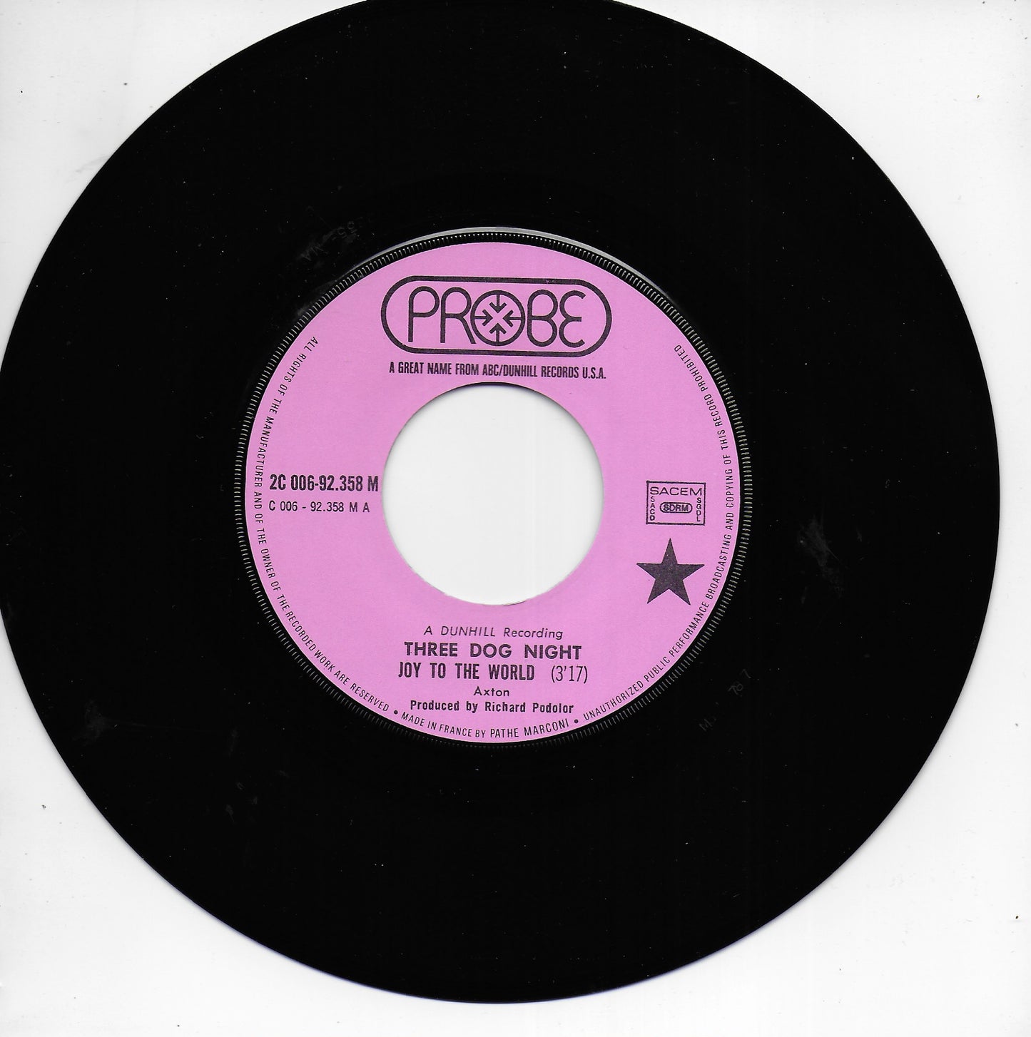 Three Dog Night - Joy to the world (Franse uitgave)