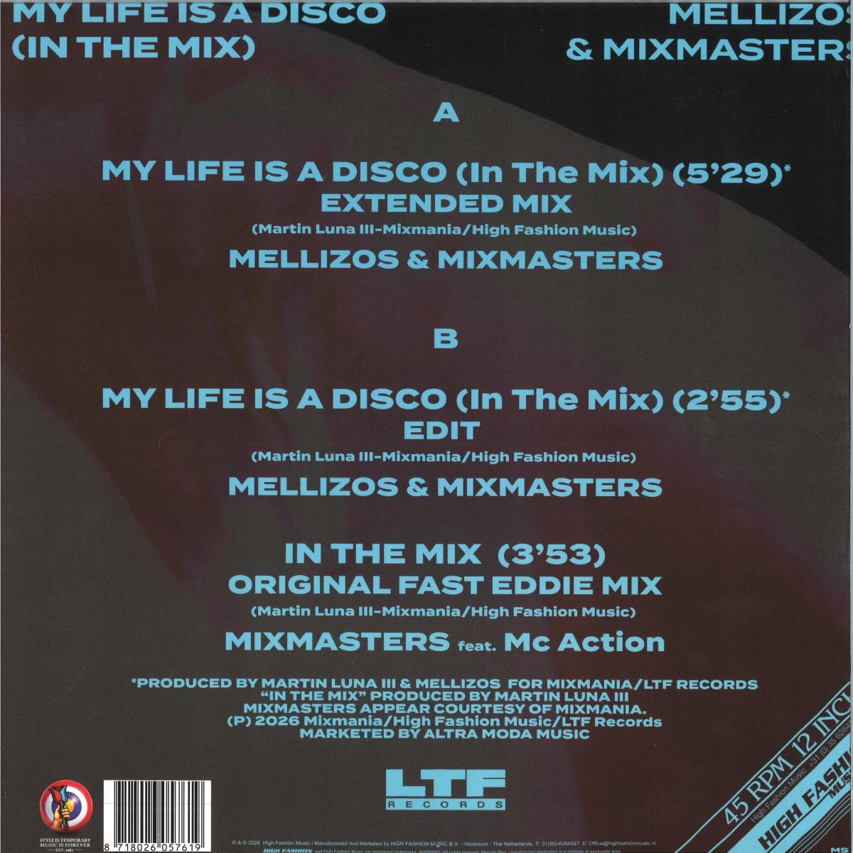 Mellizos & Mixmasters - My life is a disco (In the mix) (12" Maxi Single)