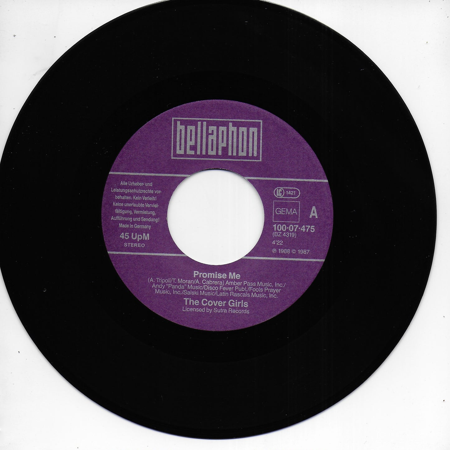 The Cover Girls - Promise me (Duitse uitgave)