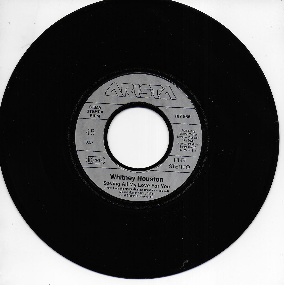 Whitney Houston - Saving all my love for you / How will i know (Europese uitgave)