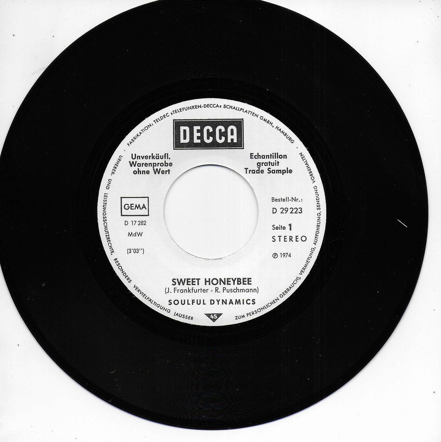 Soulful Dynamics - Sweet honeybee (Duitse promo uitgave)