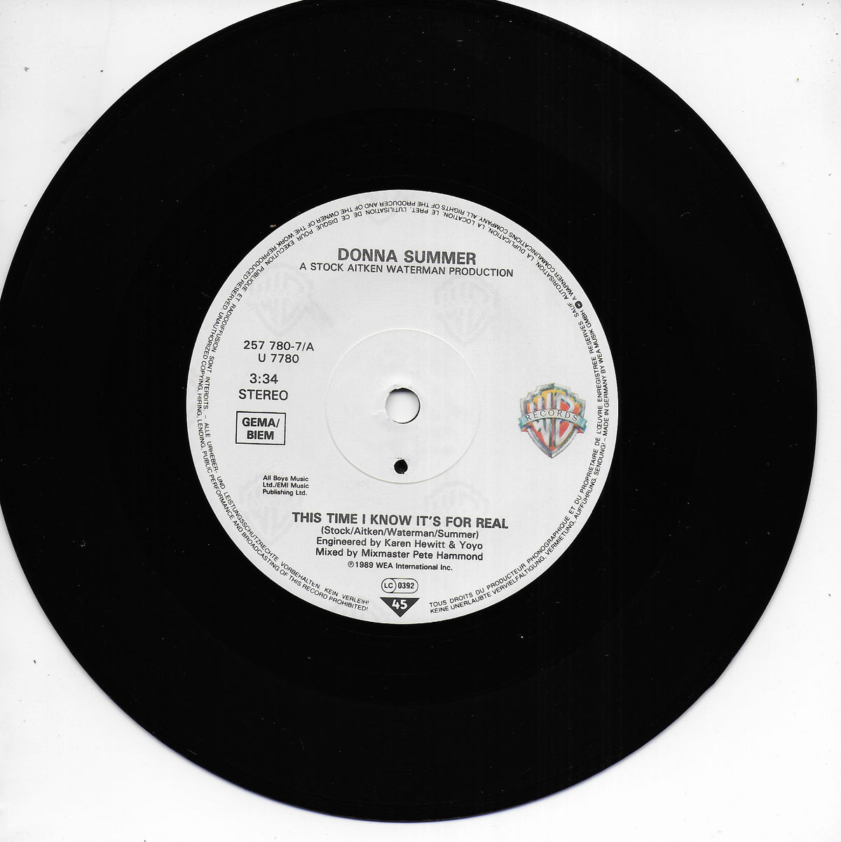 Donna Summer - This time i know it's for real (Europese uitgave)