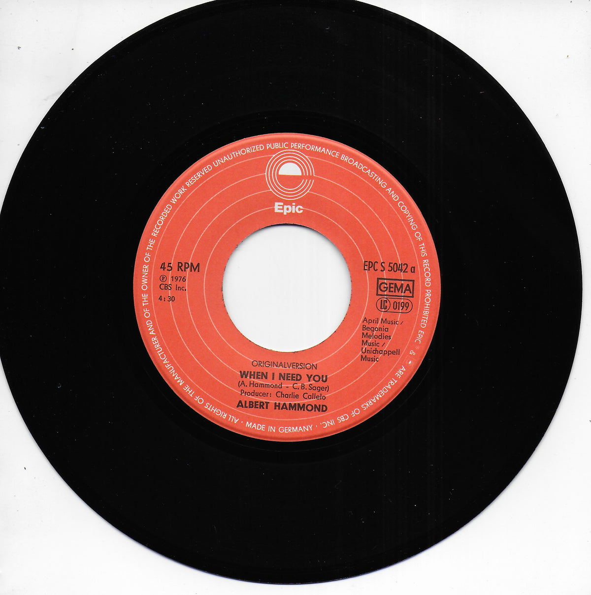 Albert Hammond - When i need you (Duitse uitgave)