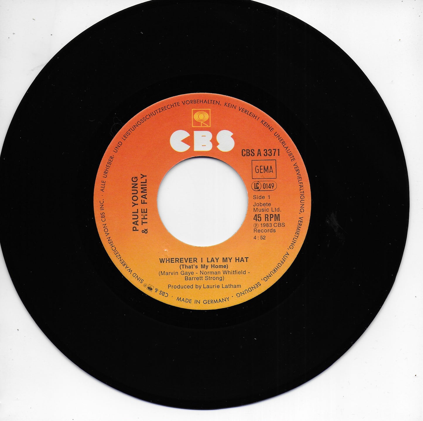 Paul Young - Wherever i lay my hat (that's my home) (Duitse uitgave)