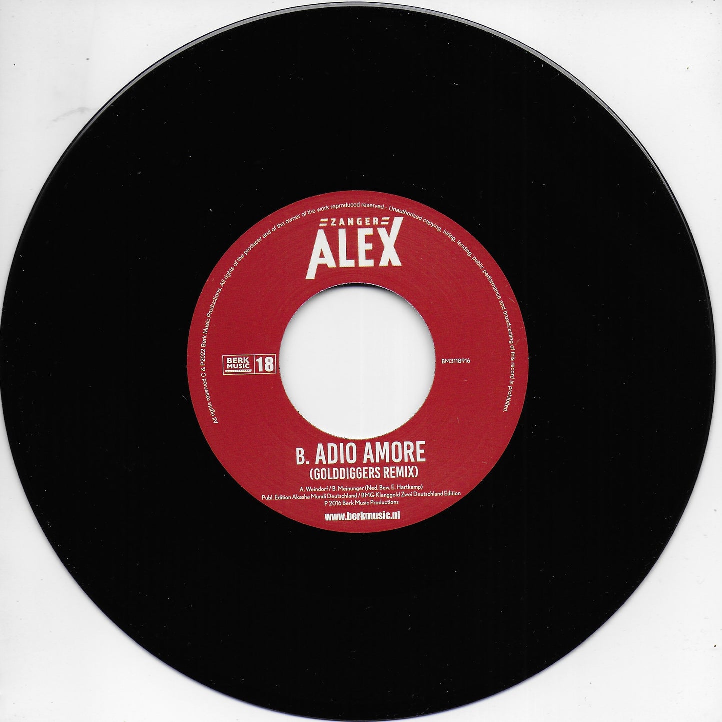 Zanger Alex - Bossie rooie rozen / Adio amore