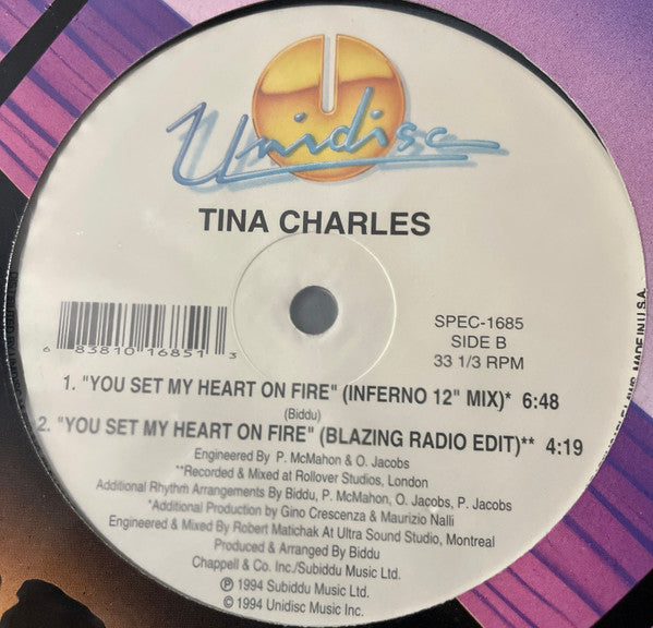 Tina Charles - Dance little lady / You set my heart on fire (12" Maxi Single)