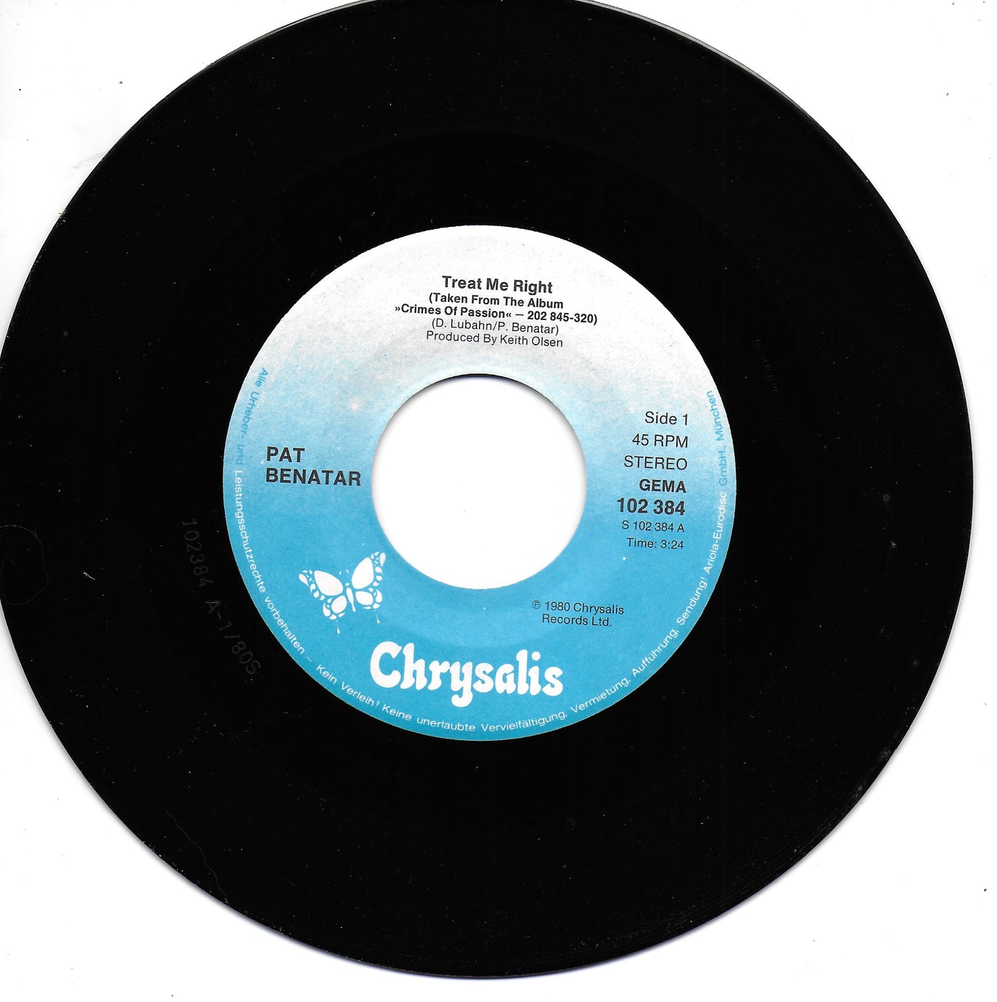 Pat Benatar - Treat me right (Duitse uitgave)