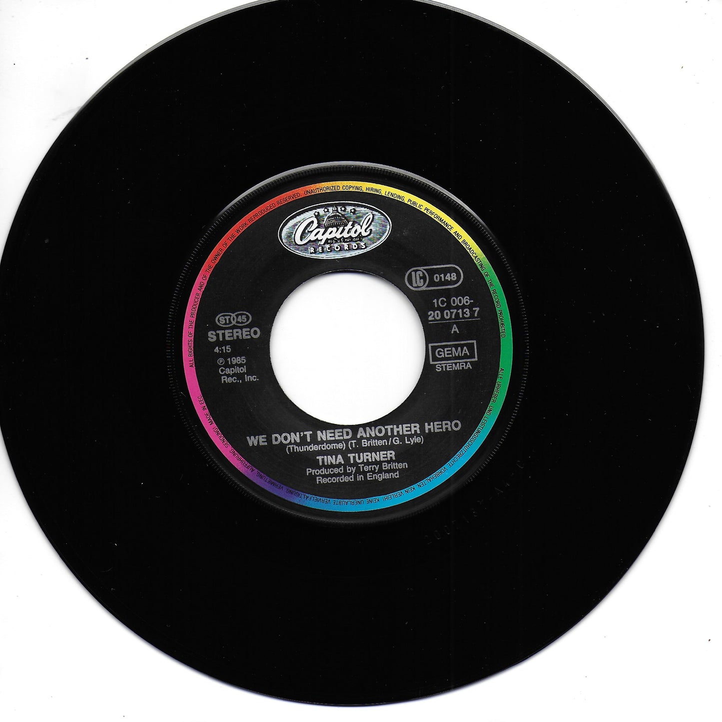 Tina Turner - We don't need another hero (thunderdome) (Europese uitgave)