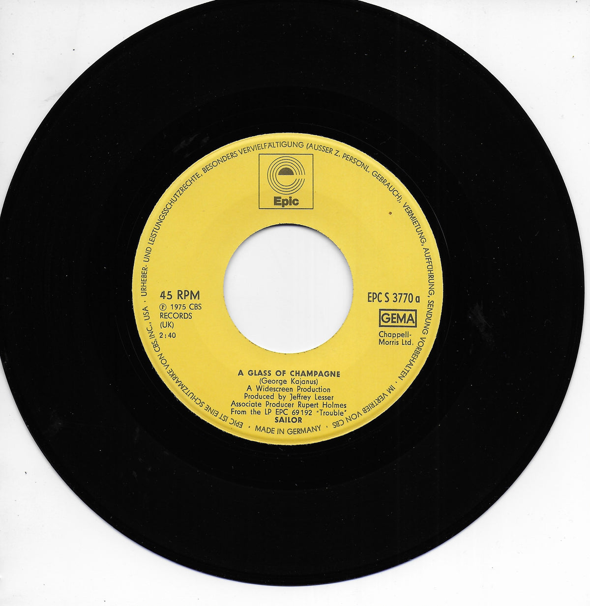 Sailor - A glass of champagne (Duitse uitgave)