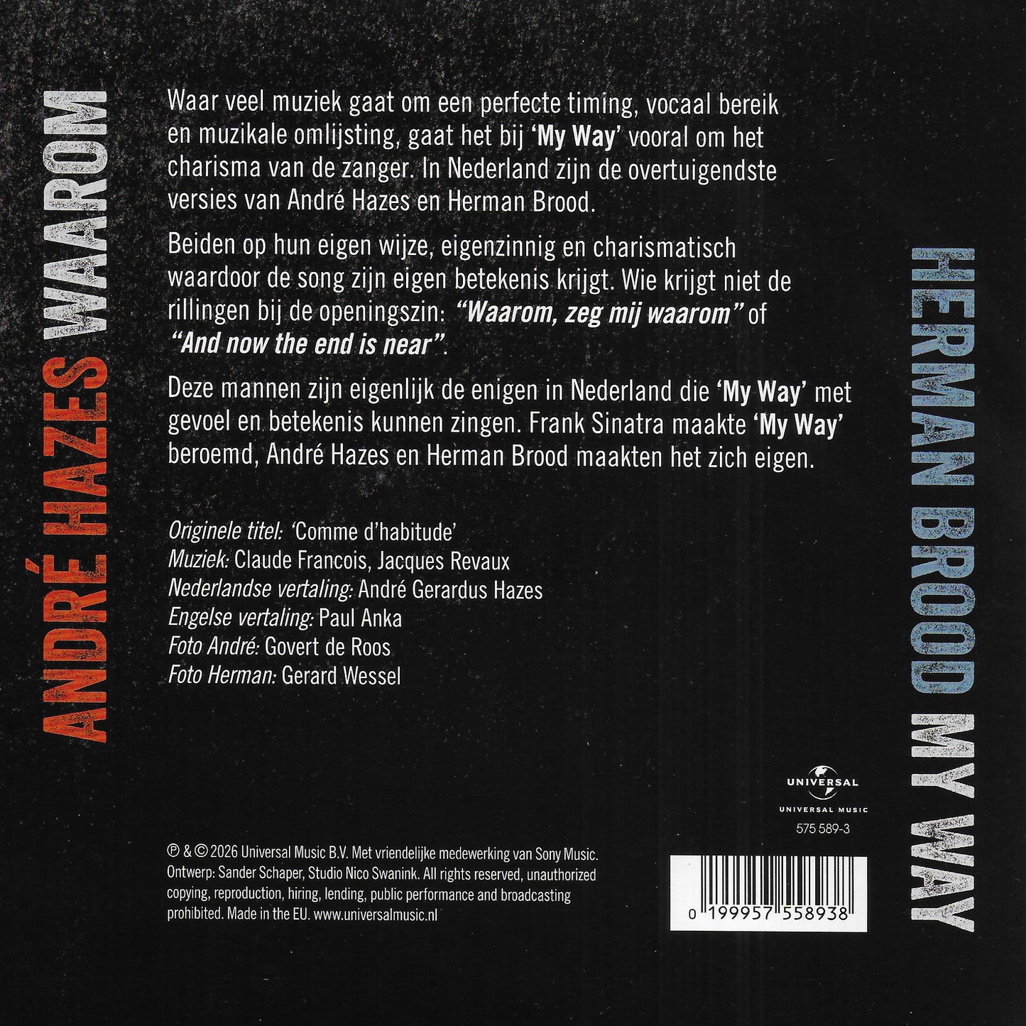 André Hazes - Waarom / Herman Brood - My way (Limited black sparkling vinyl)
