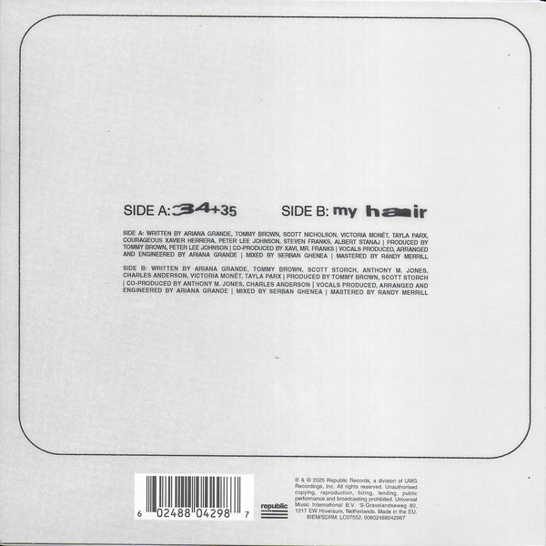 Ariana Grande - 34+35 (Limited white vinyl)