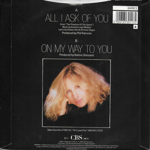 Barbra Streisand - All i ask of you (Engelse uitgave)