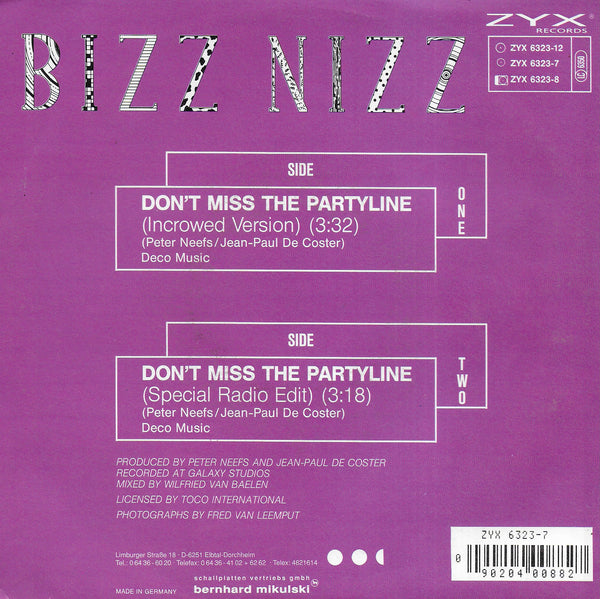 Bizz Nizz - Don't miss the party line (Duitse uitgave)