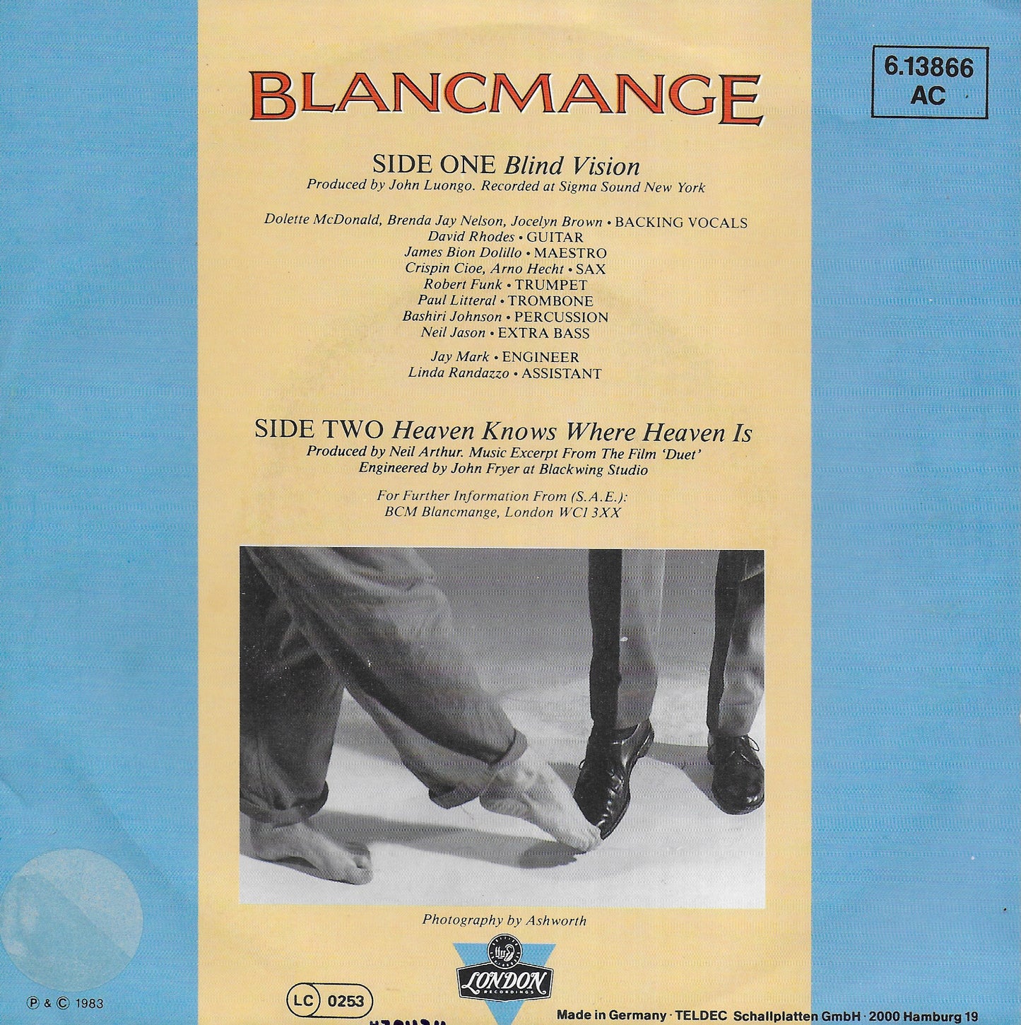 Blancmange - Blind vision (Duitse uitgave)