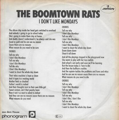 Boomtown Rats - I don't like mondays (Duitse uitgave)