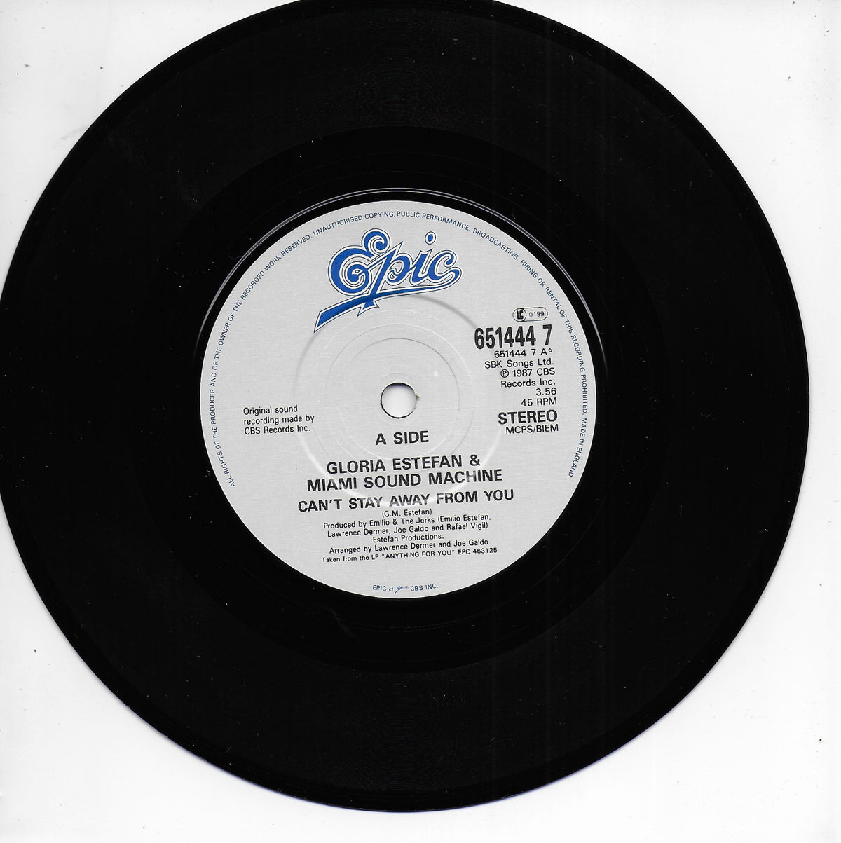 Gloria Estefan and Miami Sound Machine - Can't stay away from you (Engelse uitgave)