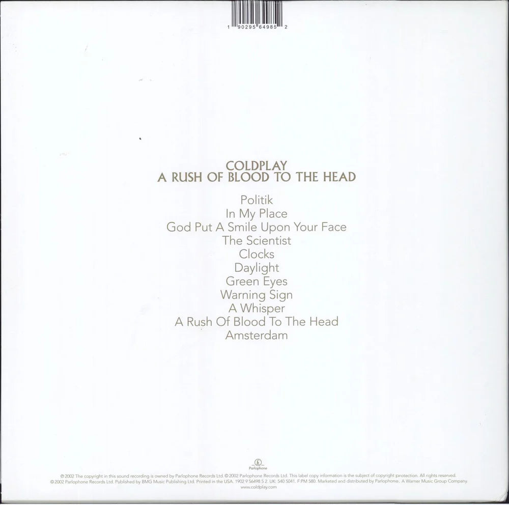 Coldplay - A Rush Of Blood To The Head (Clear EcoRecord) (LP)