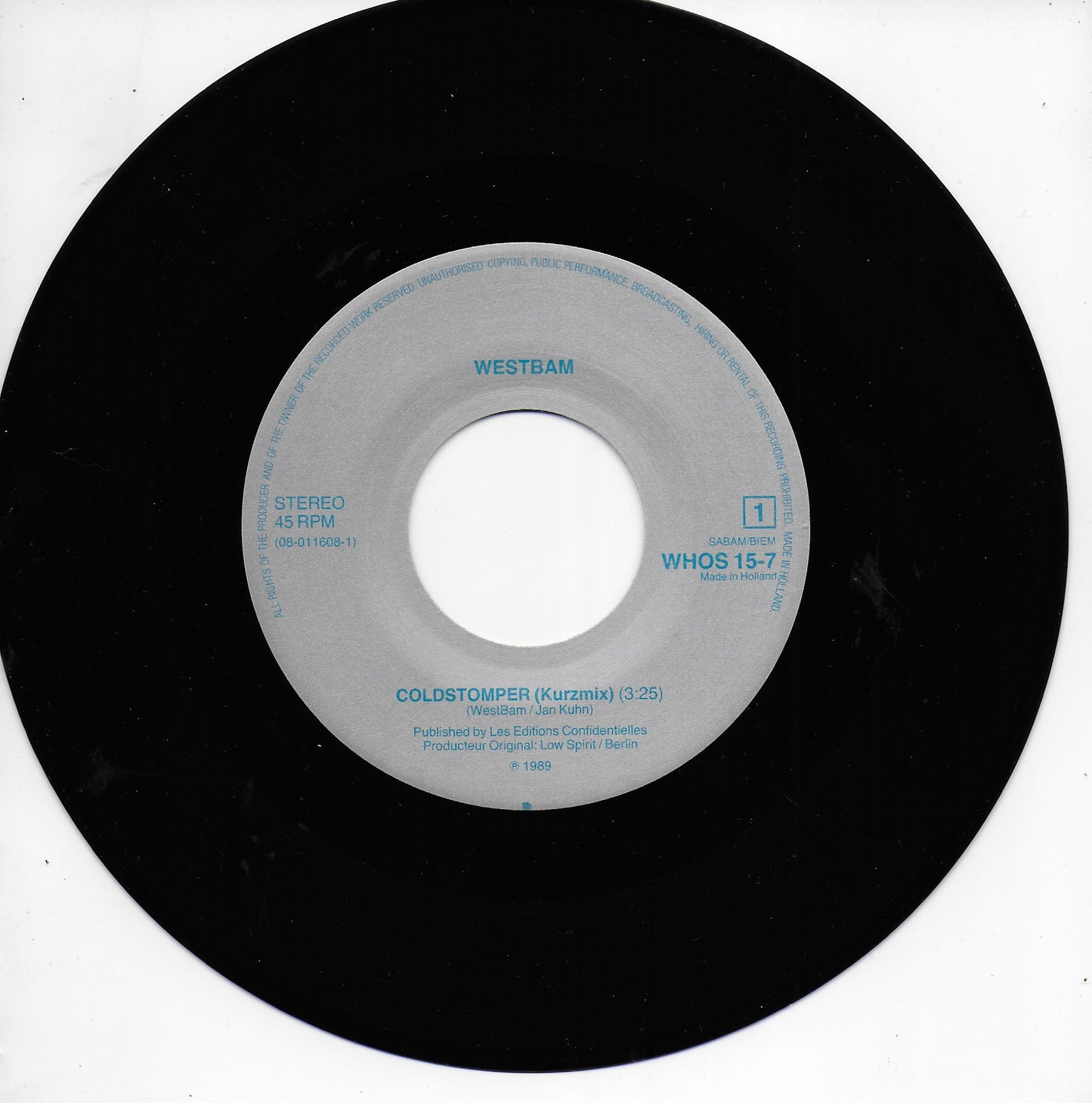Westbam - Cold stomper (Belgische uitgave)