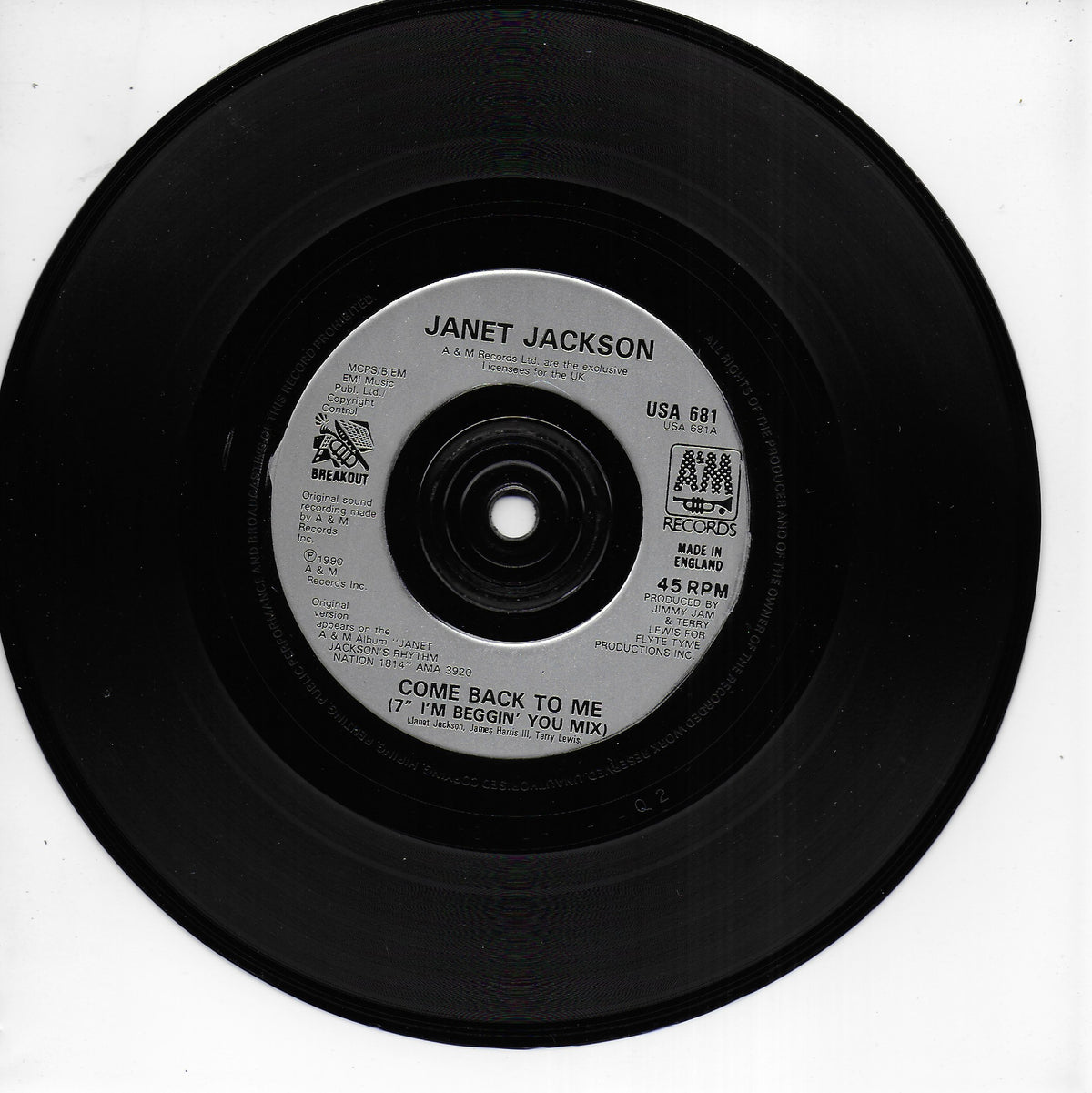 Janet Jackson - Come back to me / Alright (Engelse uitgave)