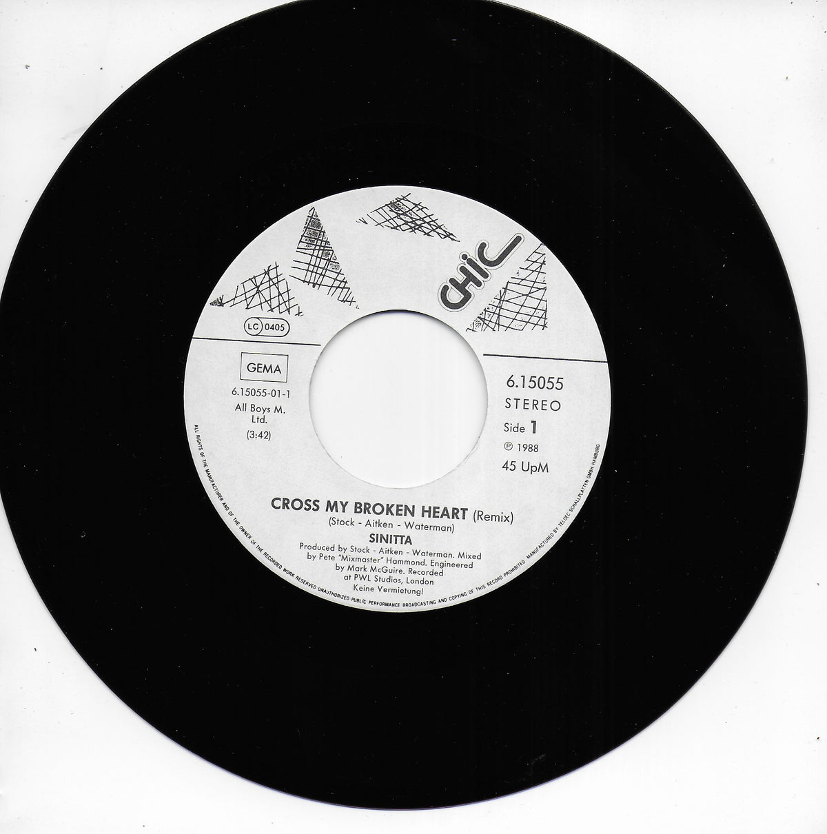 Sinitta - Cross my broken heart (Duitse uitgave)