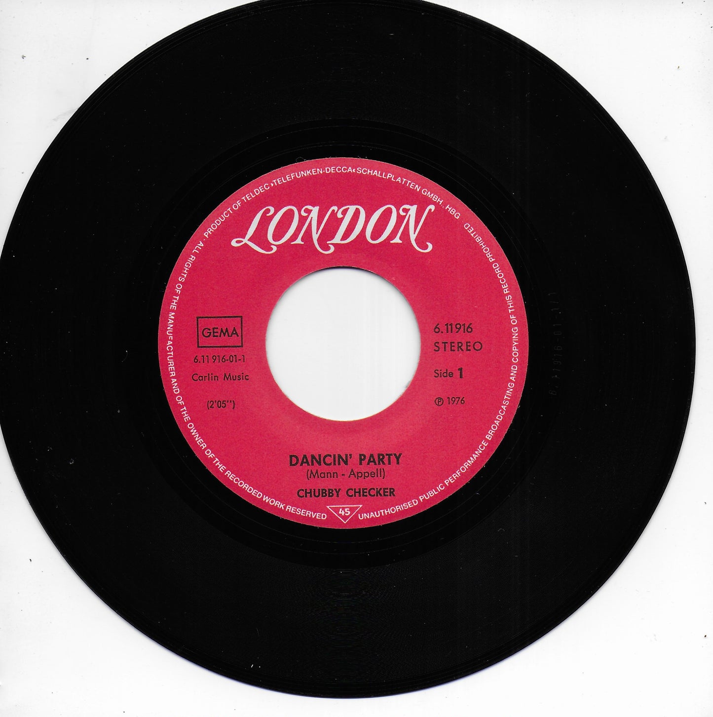 Chubby Checker - Dancin' party / The huckle buck (Duitse uitgave)