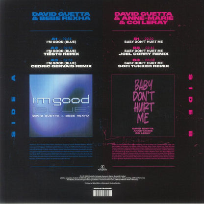 David Guetta & BeBe Rexha - I'm good (blue) / David Guetta & Anne-Marie & Coi Leray - Baby don't hurt me (Limited blue vinyl) (12" Maxi Single)