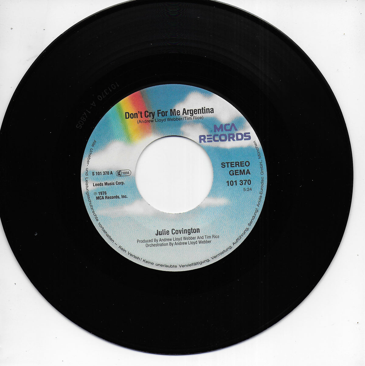 Julie Covington - Don't cry for me Argentina (Duitse uitgave)