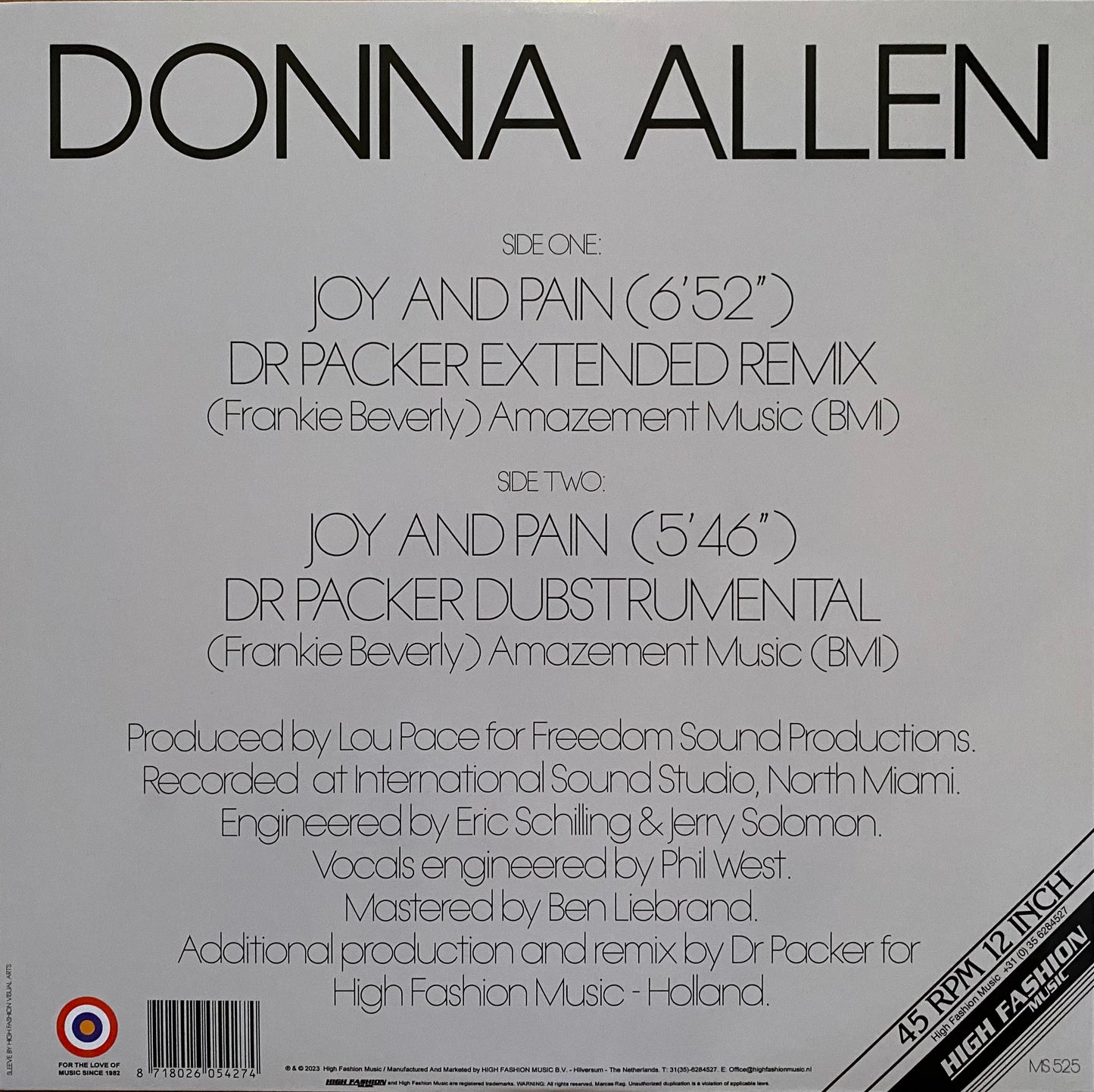 Donna Allen - Joy and pain (Dr. Packer remixes) (12" Maxi Single)