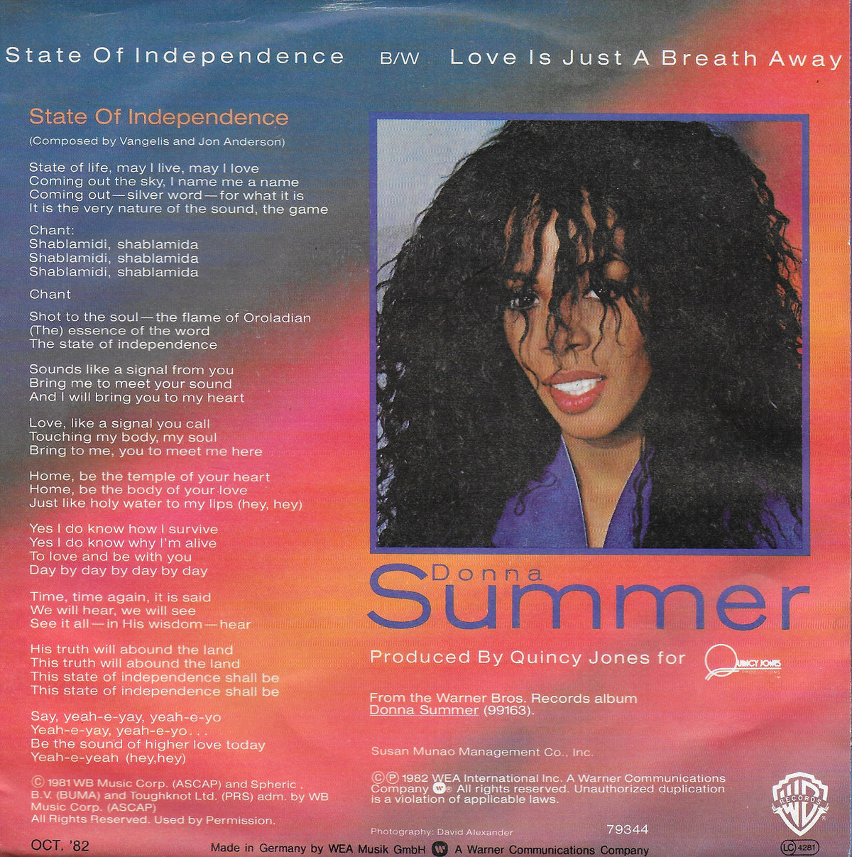 Donna Summer - State of independence (Duitse uitgave)
