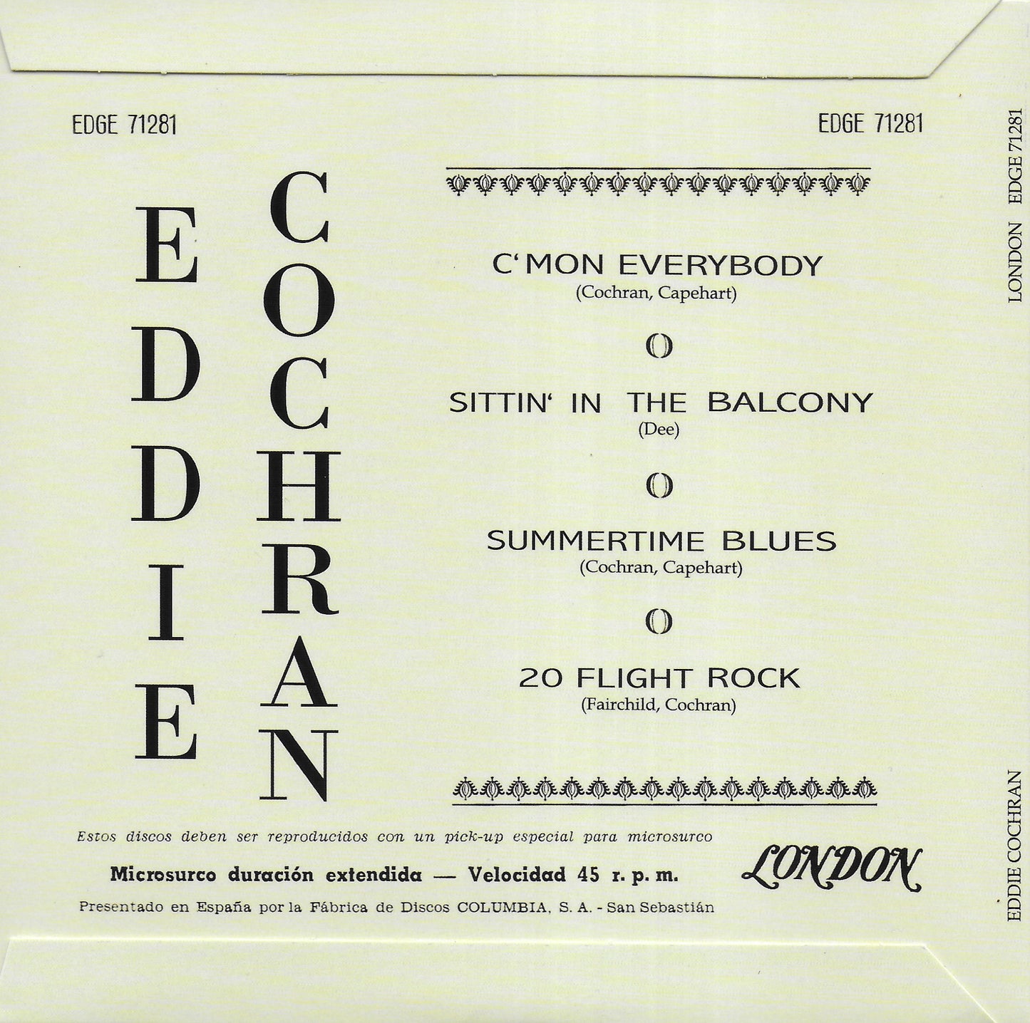Eddie Cochran - C'mon everybody (Spaanse uitgave)