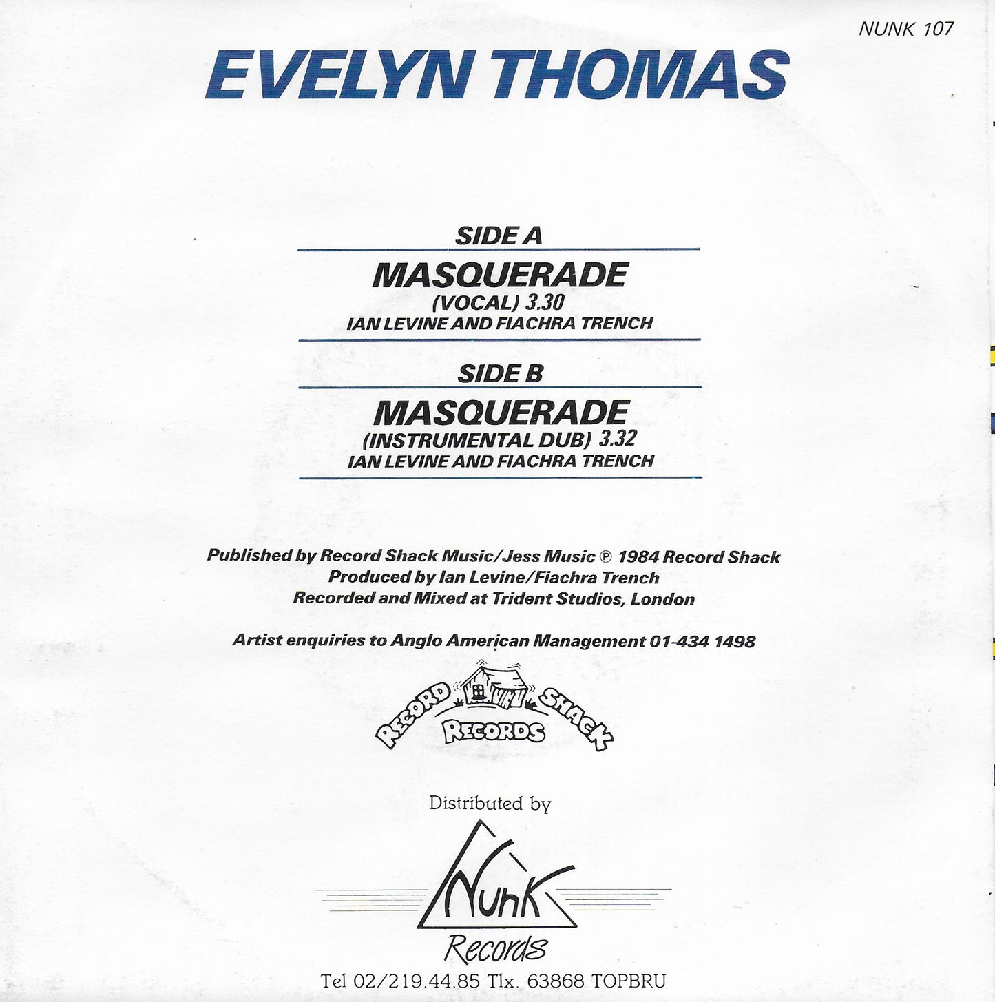 Evelyn Thomas - Masquerade (Belgische uitgave)