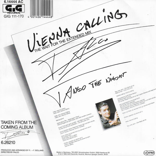 Falco - Vienna calling (The wait for the extended mix) (Duitse uitgave)