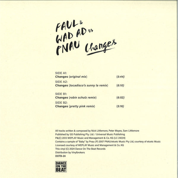 Faul & Wad Ad vs Pnau - Changes (Pink vinyl) (12" Maxi Single)
