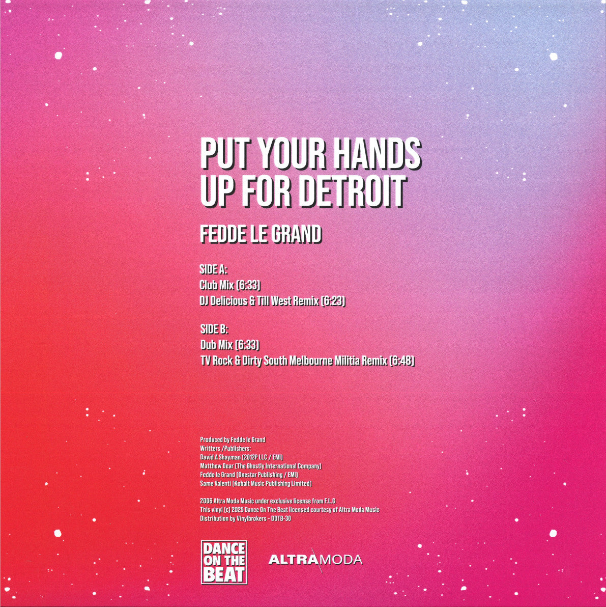 Fedde Le Grand - Put your hands up for Detroit (Blue marbled vinyl) (12" Maxi Single)
