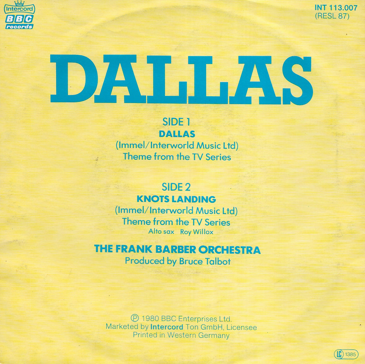 Frank Barber Orchestra - Dallas (Duitse uitgave)