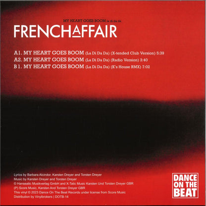 French Affair - My heart goes boom la di da da (Red vinyl) (12" Maxi Single)