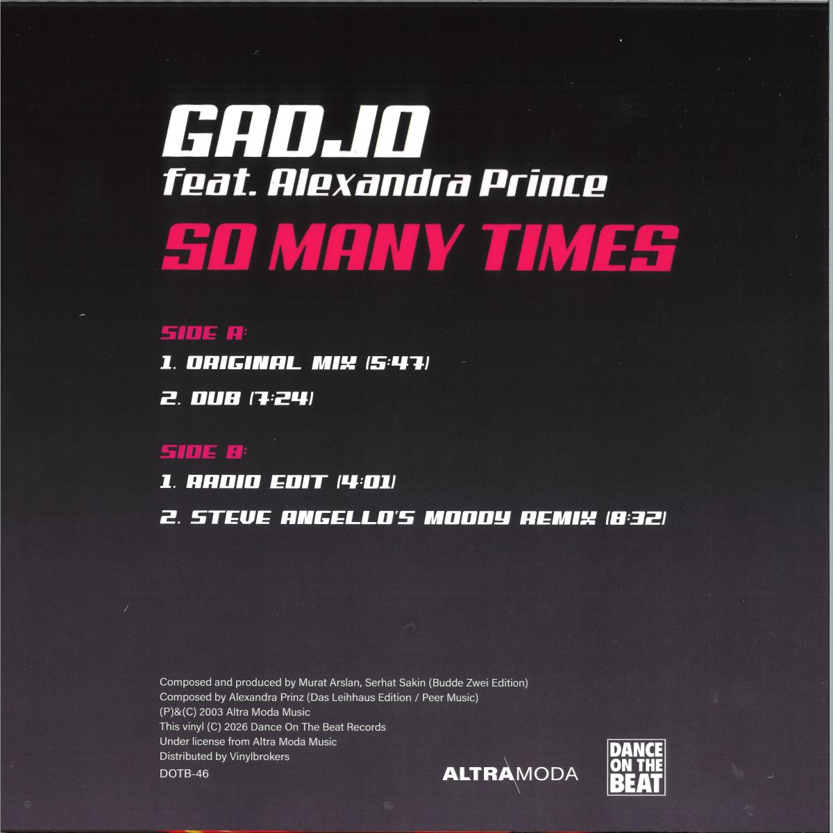 Gadjo feat. Alexandra Prince - So many times (Translucent pink vinyl) (12" Maxi Single)