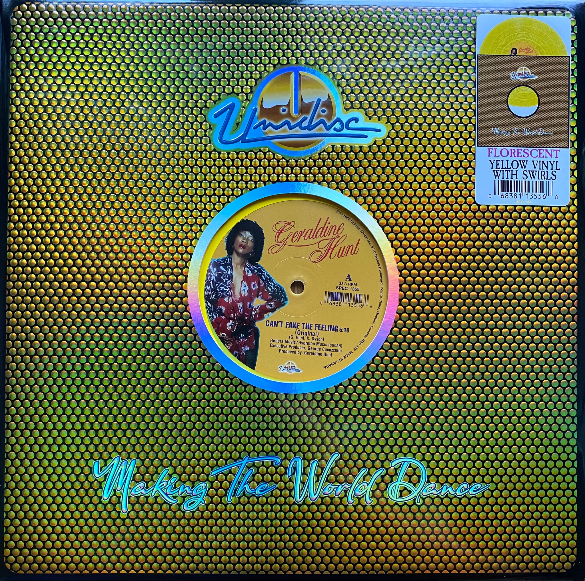 Geraldine Hunt - Can't fake the feeling (Florescent yellow vinyl with swirls) (12" Maxi Single)