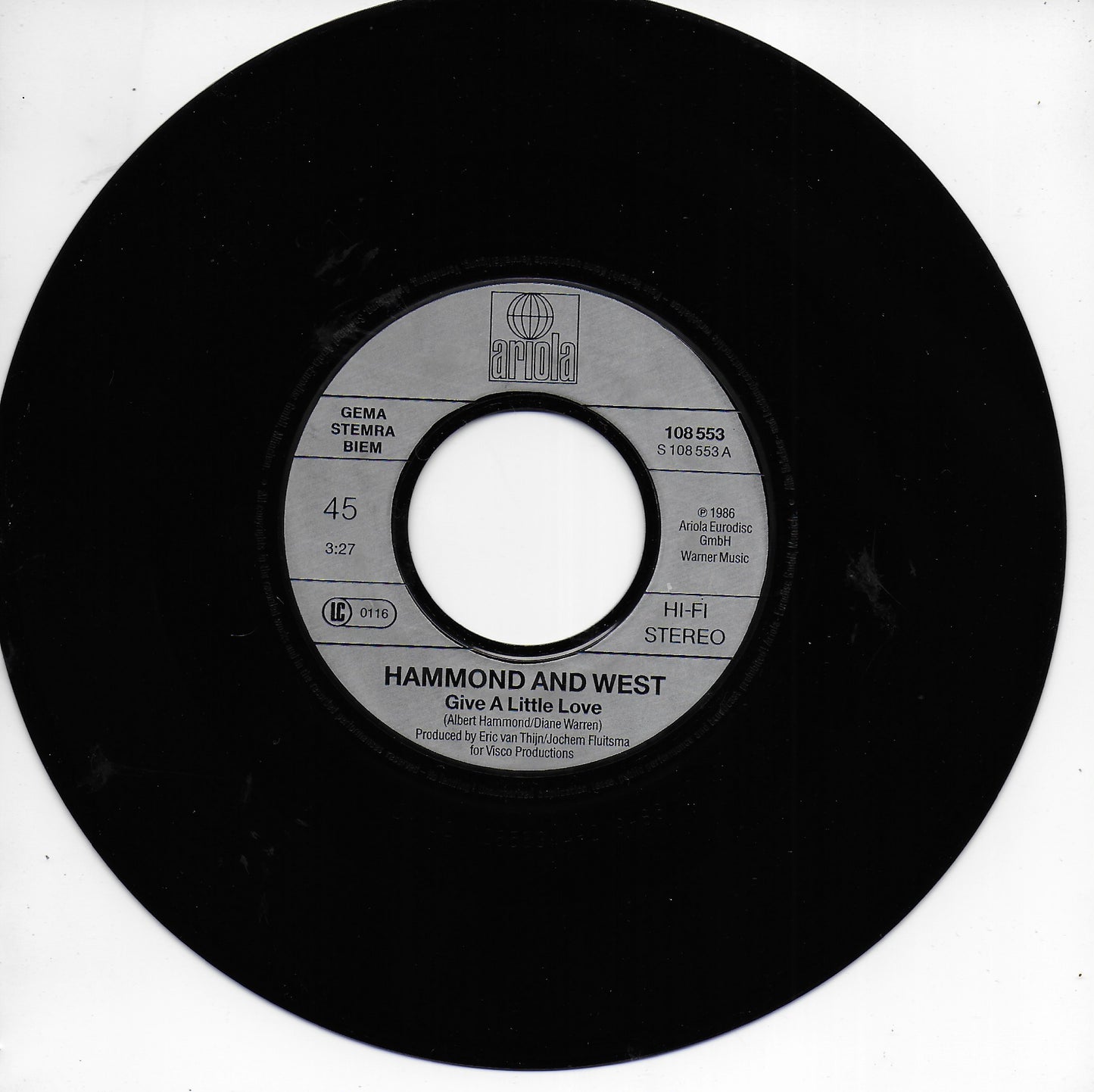Hammond and West - Give a little love (Europese uitgave)