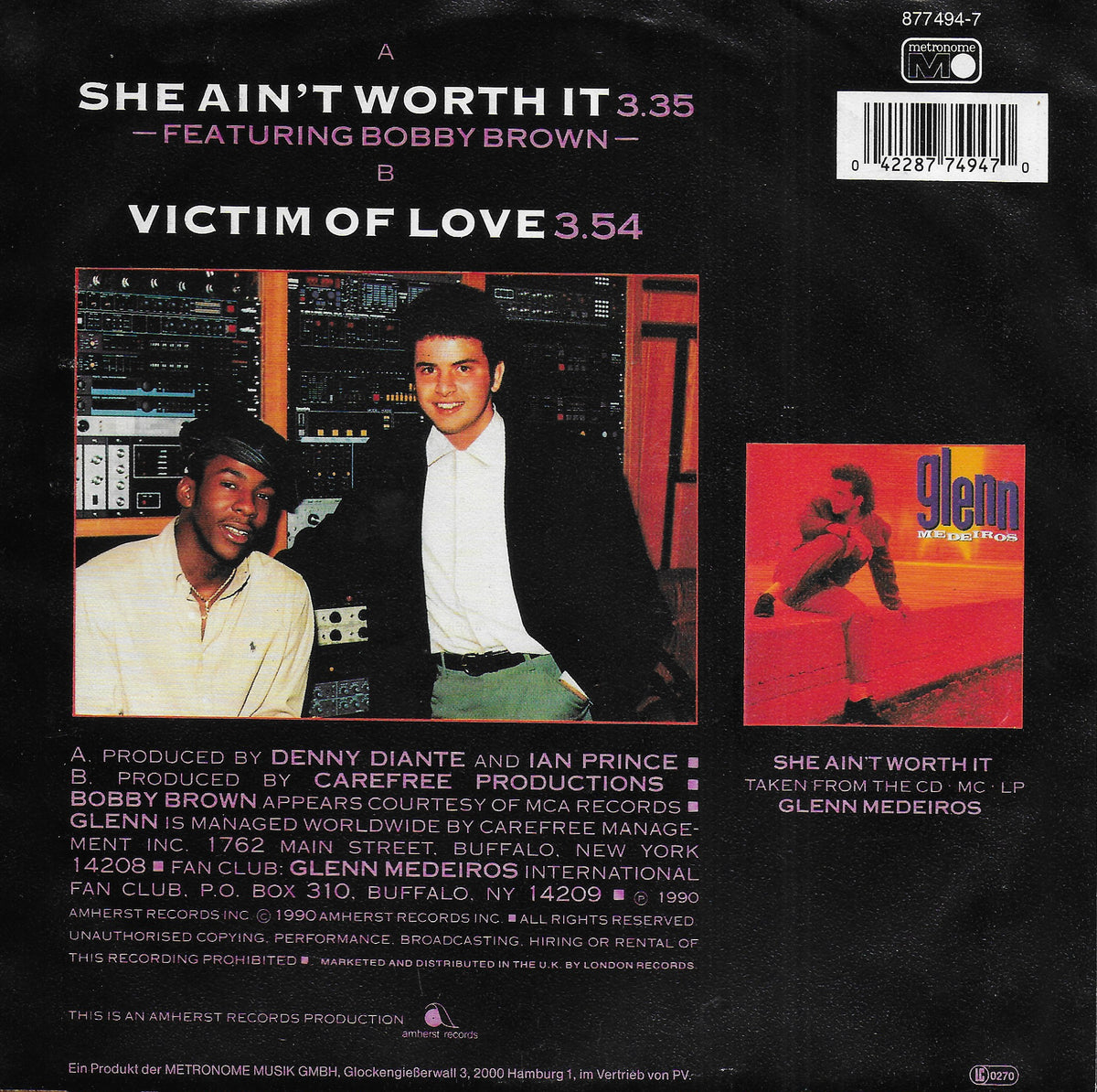 Glenn Medeiros feat. Bobby Brown - She ain't worth it (Duitse uitgave)